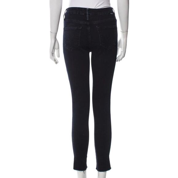 Mother Pixie Ankle Fray Holding Hands Tightly Mid-Rise Skinny Jeans Dark Blue 24 - Picture 4 of 14